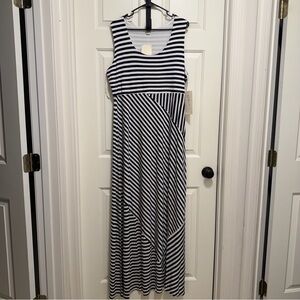 Boston Proper Womens Striped Tank Maxi Navy White Lined Stripe Long Dress XL